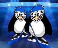 Пингвины играю в хоккей