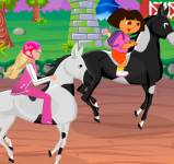 Даша и Барби на лошадях