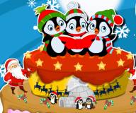 Игры на Новый год:Новогодний торт пингвинов