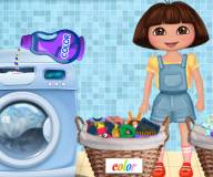 Игры Даша путешественница:Даша стирает одежду